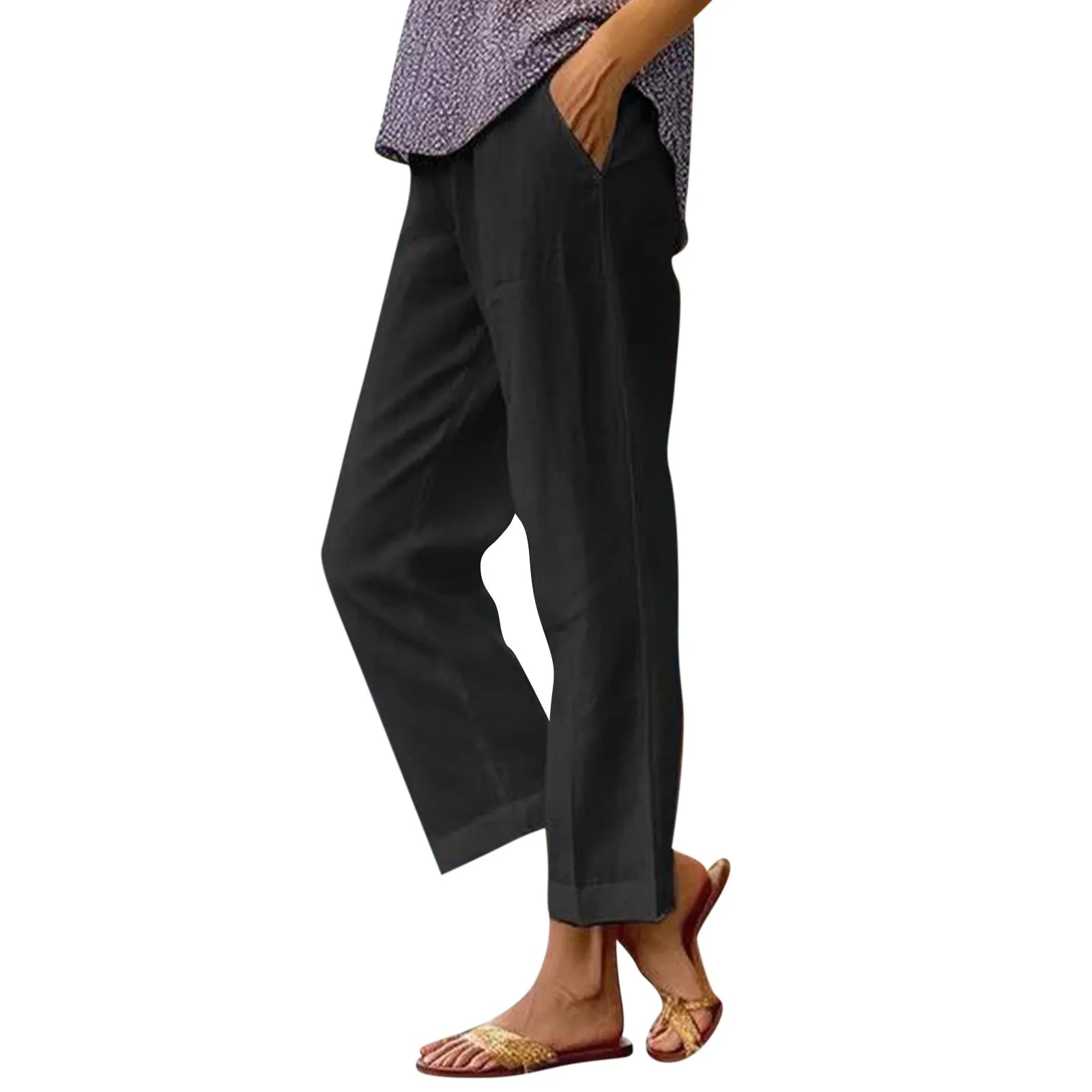 Tailored Woven Cropped Trousers — Women's | Slim Fit | Polished Smart Casual