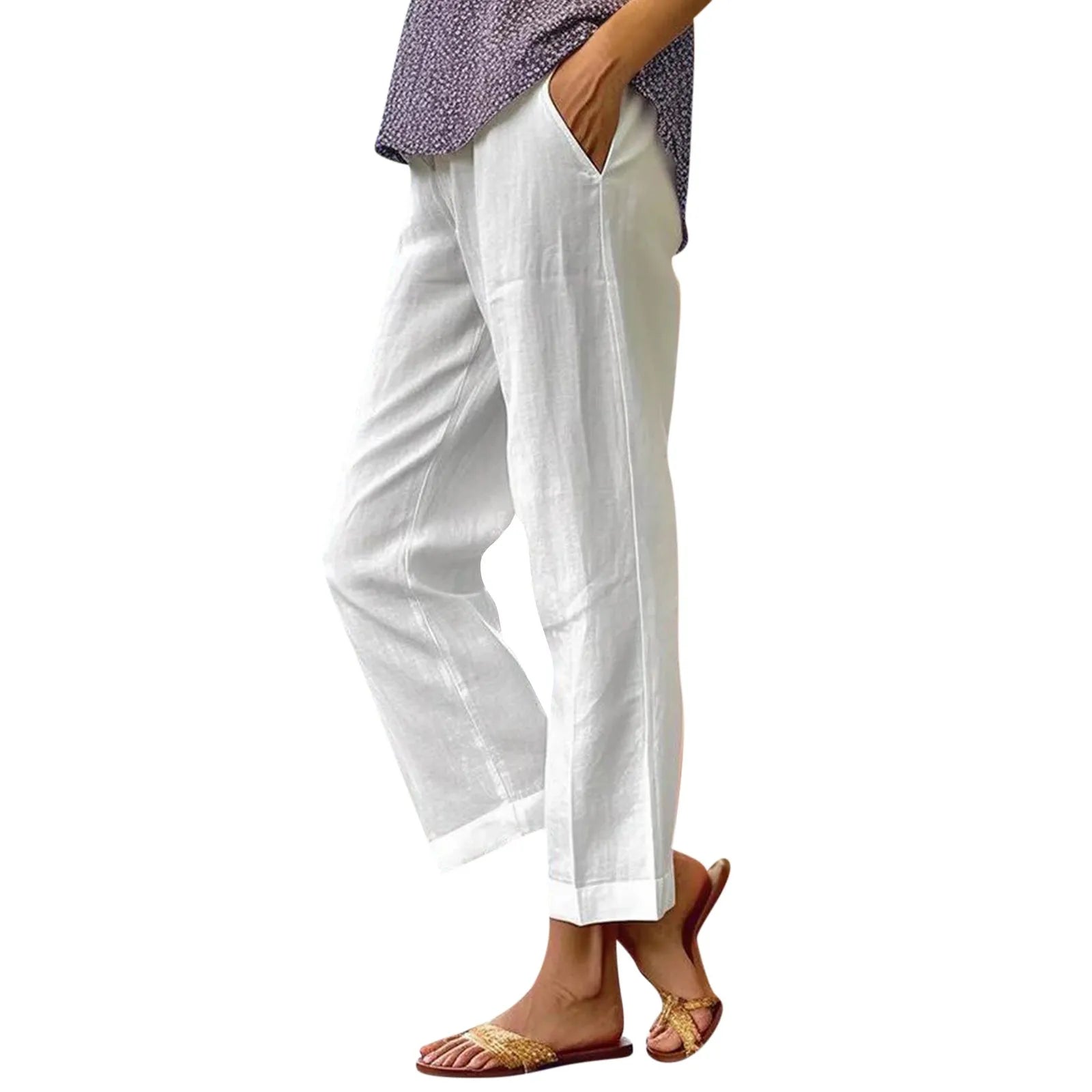 Tailored Woven Cropped Trousers — Women's | Slim Fit | Polished Smart Casual