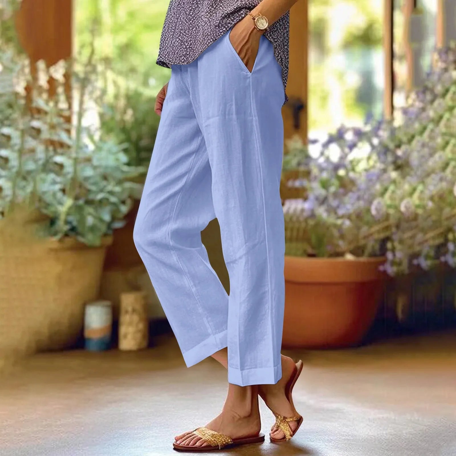 Tailored Woven Cropped Trousers — Women's | Slim Fit | Polished Smart Casual