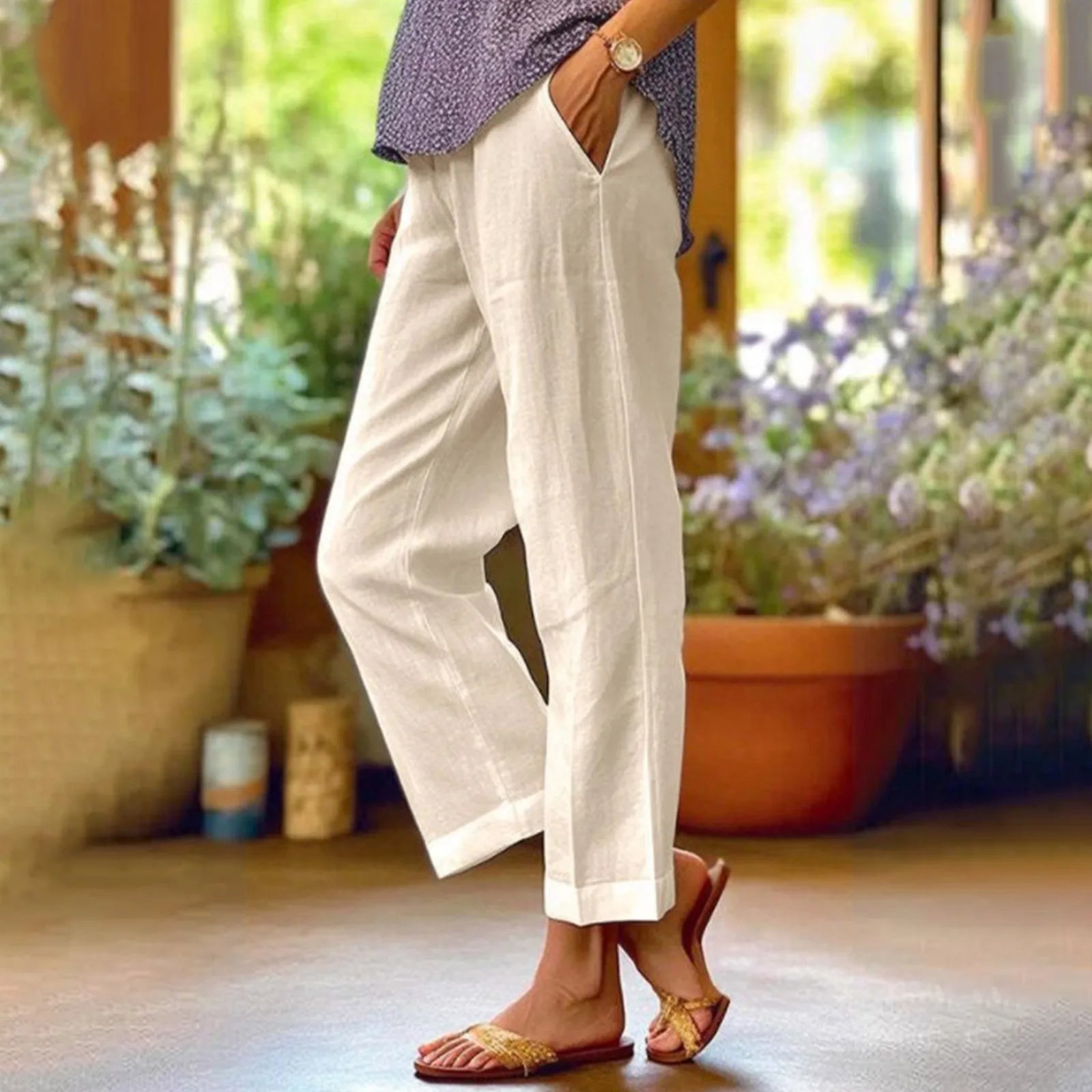 Tailored Woven Cropped Trousers — Women's | Slim Fit | Polished Smart Casual