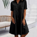 Denim Button-Down Shirt Dress — Women's | Relaxed Fit | Casual Elevated Essential