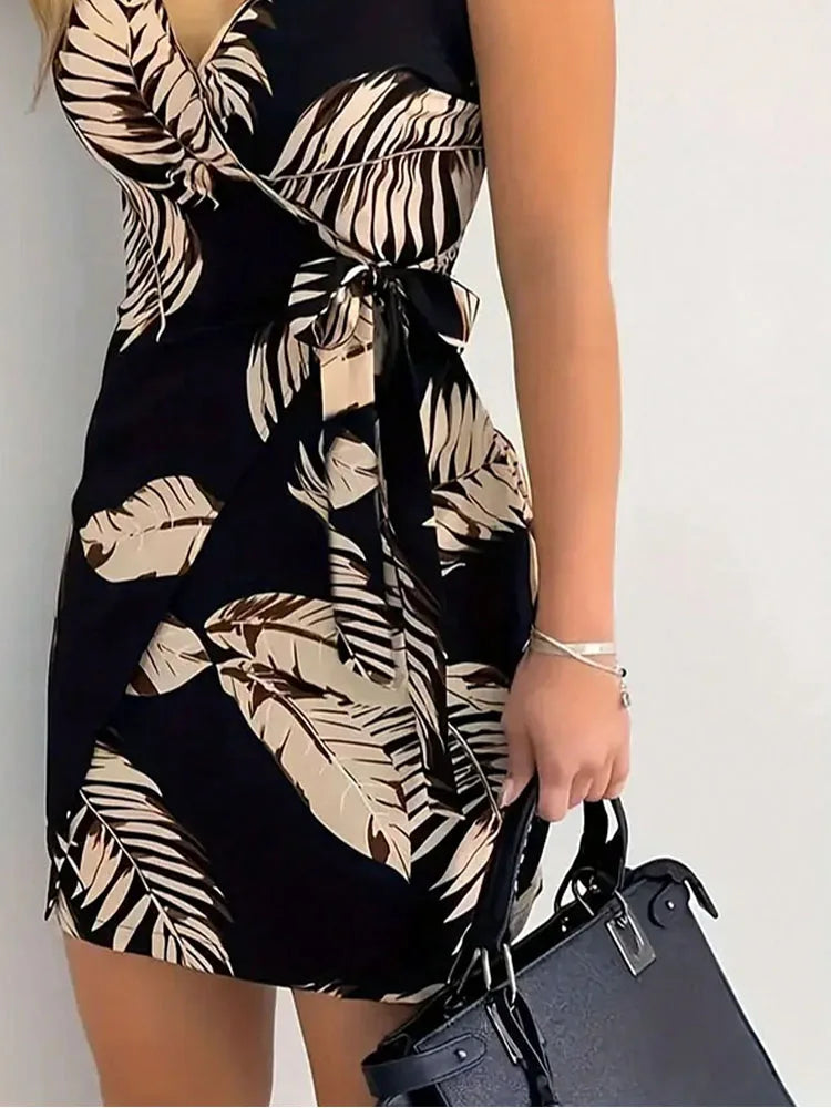 Floral Tie-Front Woven Mini Dress — Women's | Relaxed Fit | Playful Summer