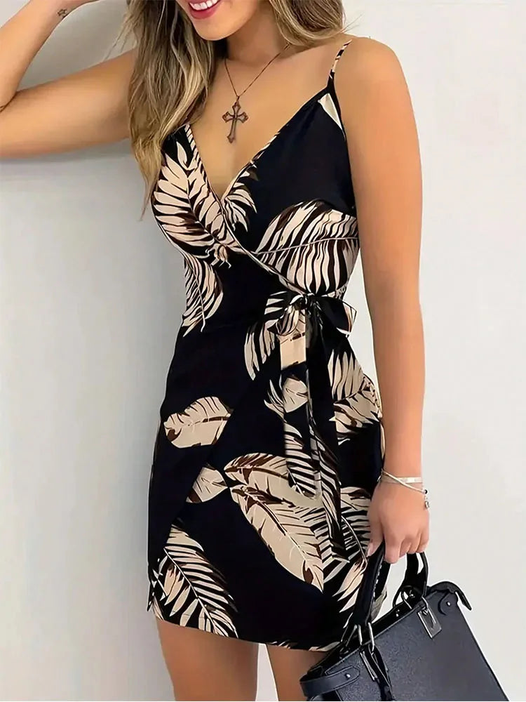 Floral Tie-Front Woven Mini Dress — Women's | Relaxed Fit | Playful Summer