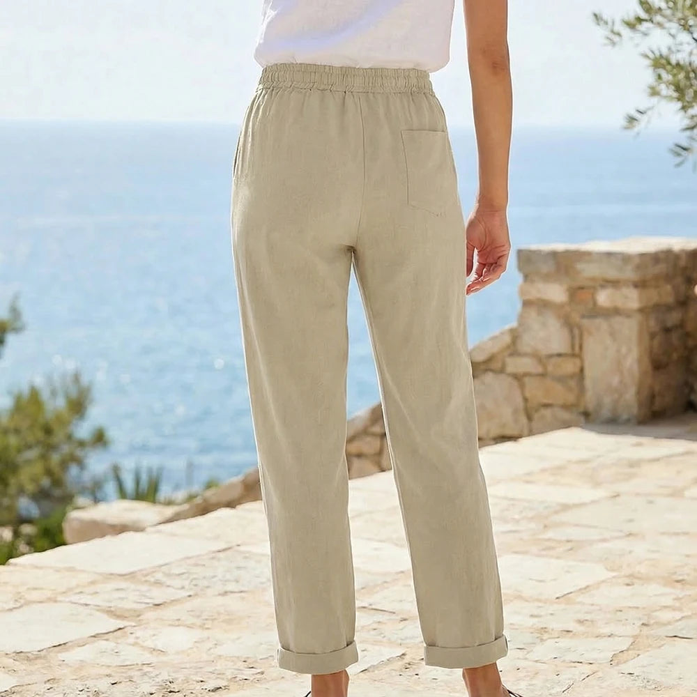 Cotton Linen Straight-Leg Trousers — Women's | Relaxed Fit | Clean Everyday