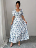 Puff-Sleeve Floral Woven Maxi Dress — Women's | Romantic Silhouette | Garden & Resort