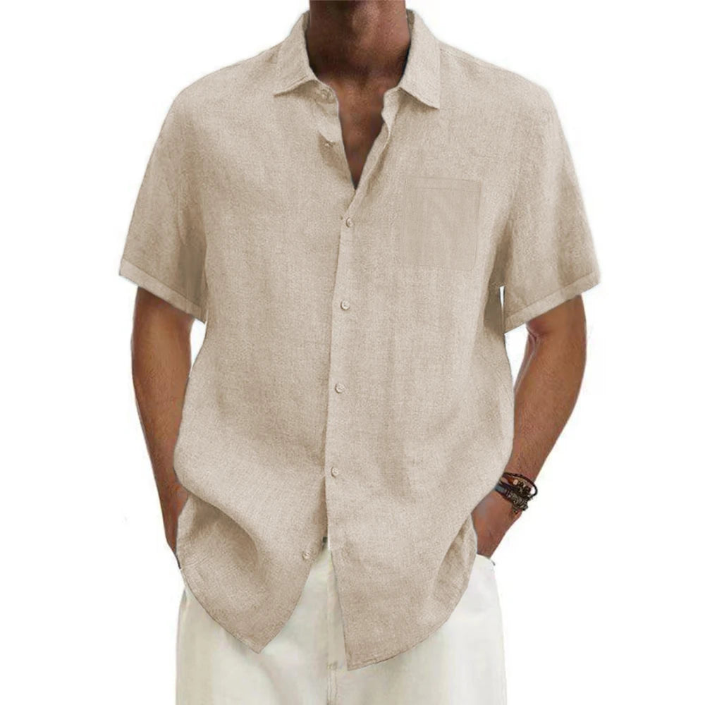 Cotton Linen Short-Sleeve Shirt — Women's | Relaxed Fit | Breathable Summer