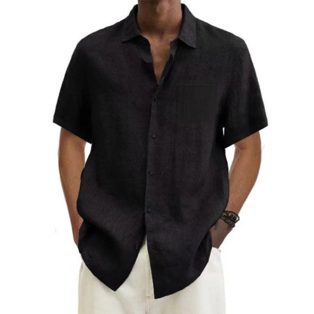 Cotton Linen Short-Sleeve Shirt — Women's | Relaxed Fit | Breathable Summer