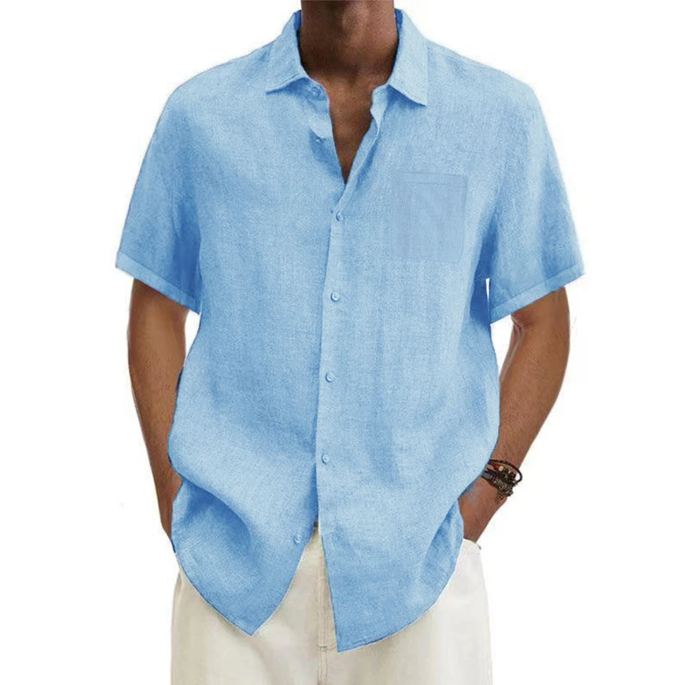 Cotton Linen Short-Sleeve Shirt — Women's | Relaxed Fit | Breathable Summer