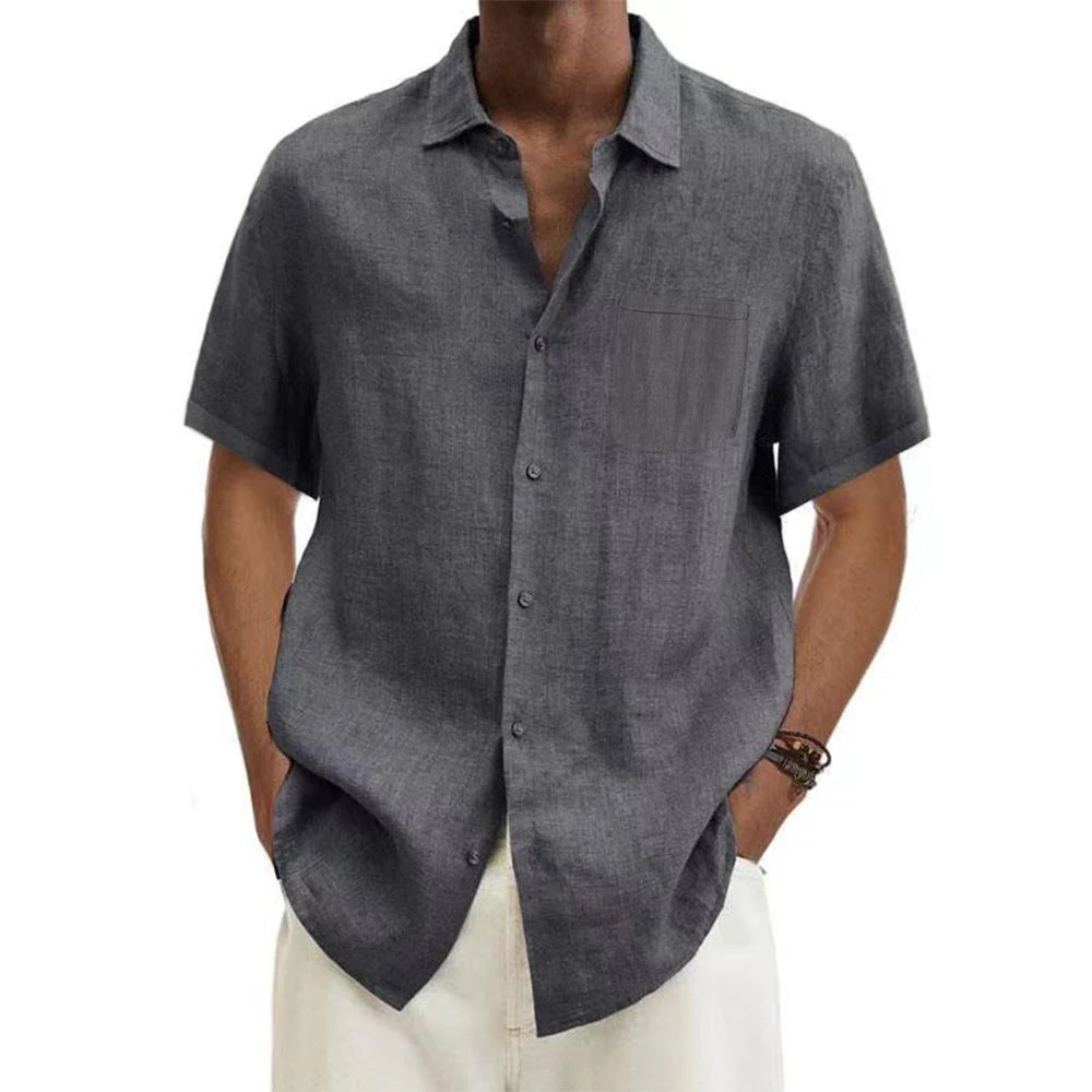 Cotton Linen Short-Sleeve Shirt — Women's | Relaxed Fit | Breathable Summer