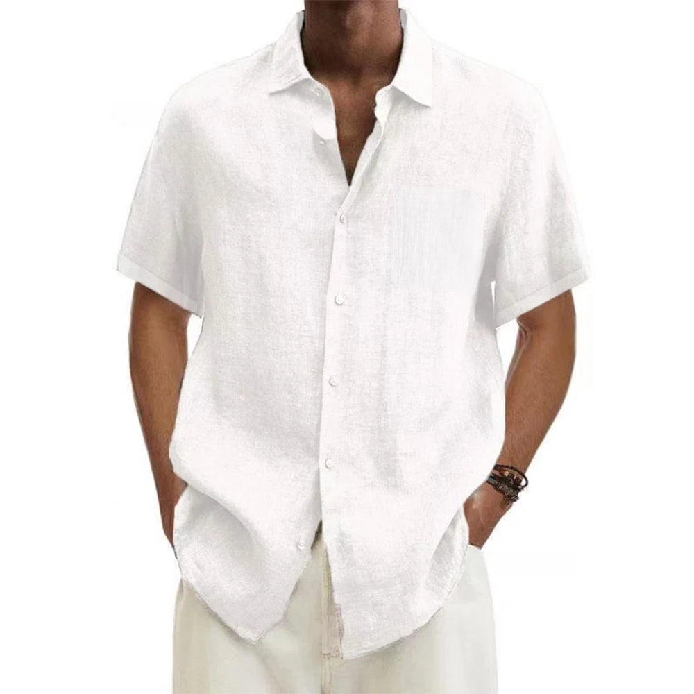 Cotton Linen Short-Sleeve Shirt — Women's | Relaxed Fit | Breathable Summer