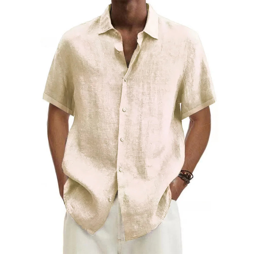Cotton Linen Short-Sleeve Shirt — Women's | Relaxed Fit | Breathable Summer